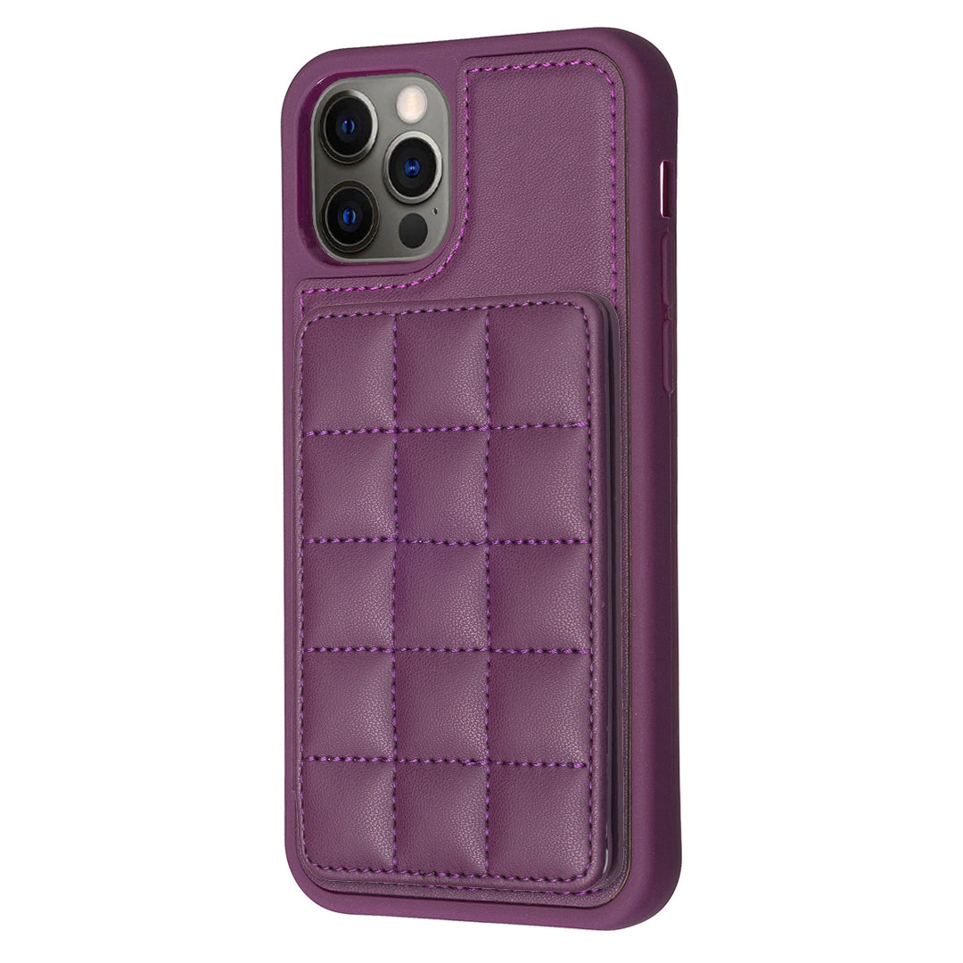 Style-BF24 For iPhone 11 Grid Design PU Leather Coated TPU Case Card Holder Kickstand Phone Cover Style-BF24 For iPhone 11 Grid Design PU Leather Coated TPU Case Card Holder Kickstand Phone Cover